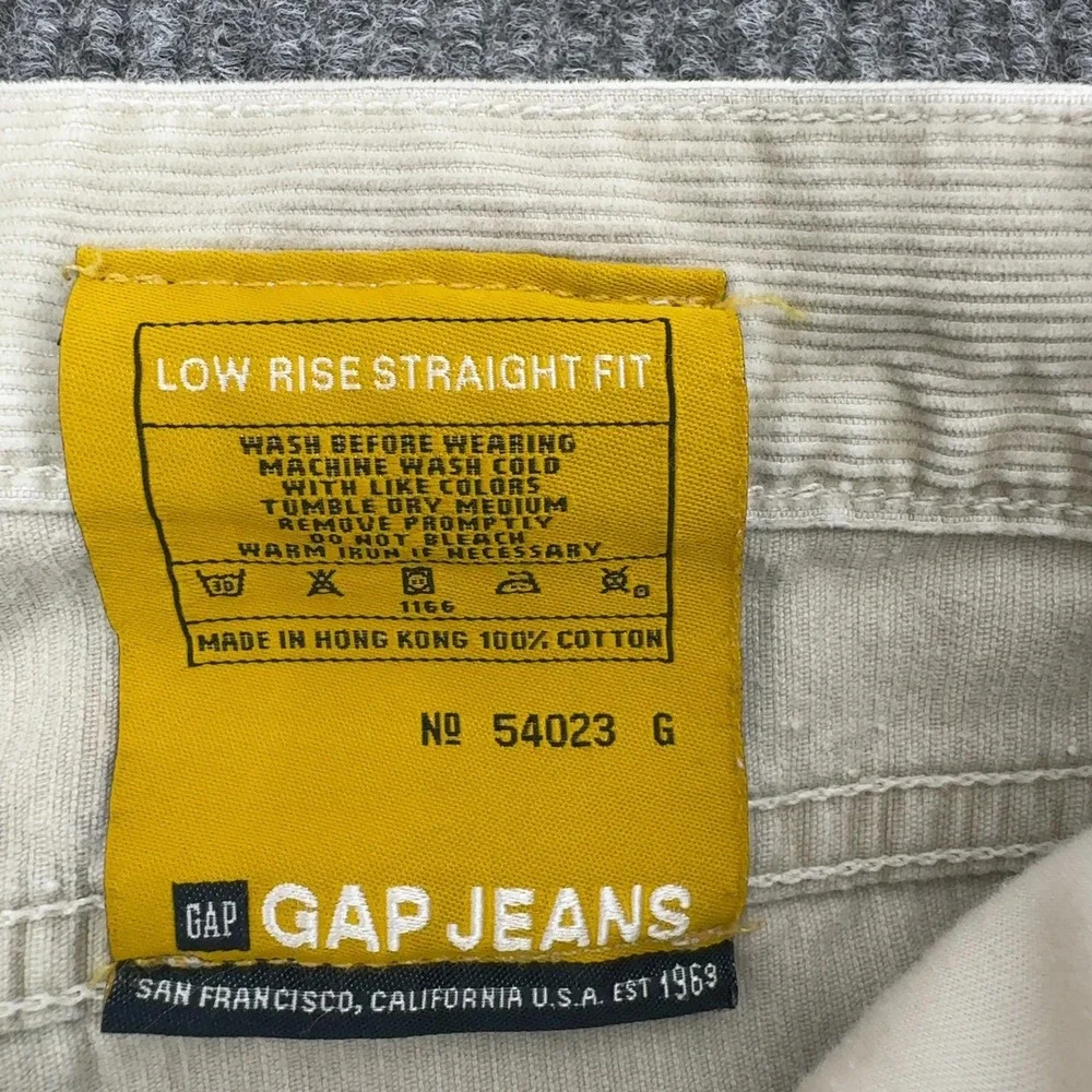 Gap Pants Mens 36x30 Beige Corduroy Low Rise Straight Fit Casual Classic Style